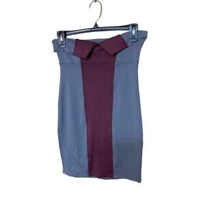NWT David Lerner Body Con Dress Mini Gray & Burgandy Size M